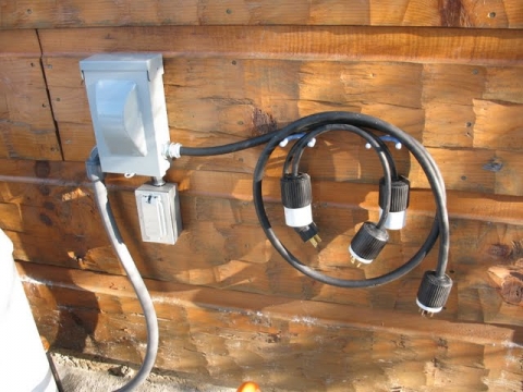 The main 30 amp cord and two adapter cords for 20 amp and 15 amp outlets from all makes of portable generators.