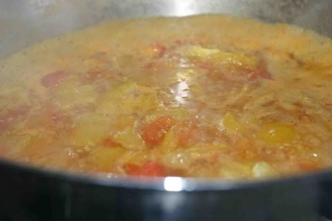 Tomatoes cooking.
