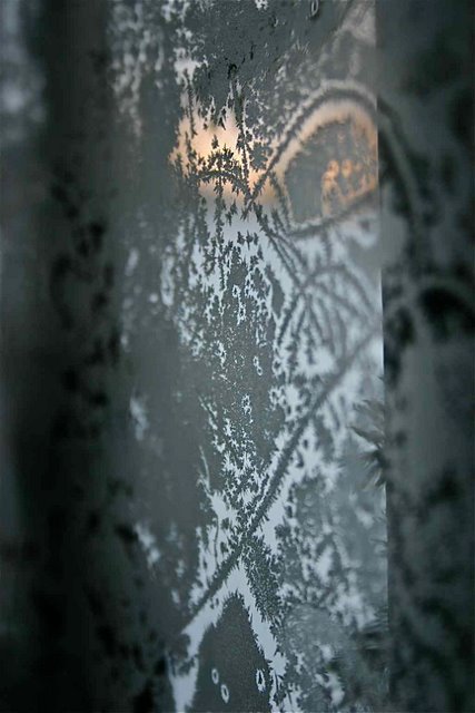 Ice crystals on the inside of storm door