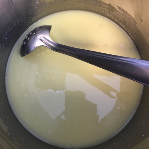 Milk and sodium hydroxide.