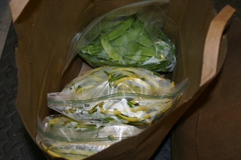 Wax beans and snow peas.