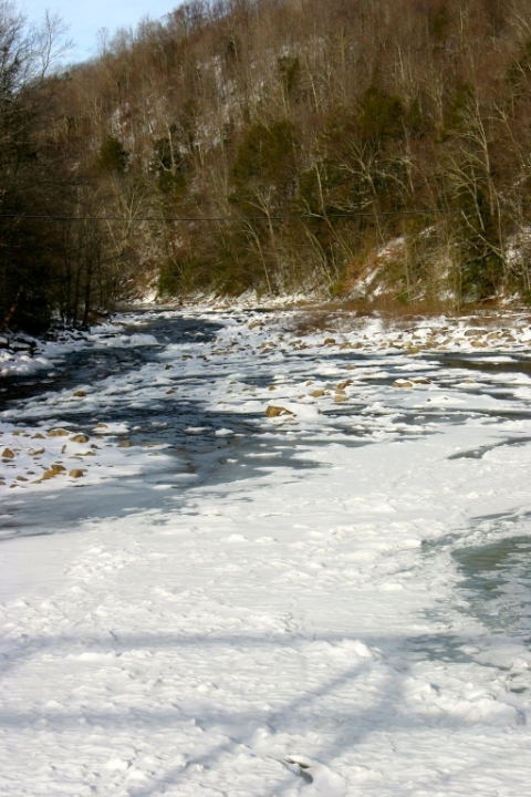 Shavers Fork viewed from the bridge at Bemis.