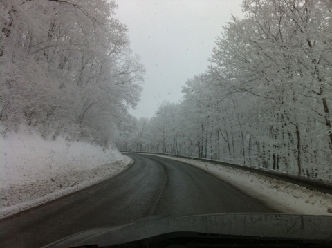 Driving home over Cheat Mountain. March 2.