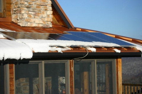 Finally enough sun to melt the snow off the western-facing solar panels!